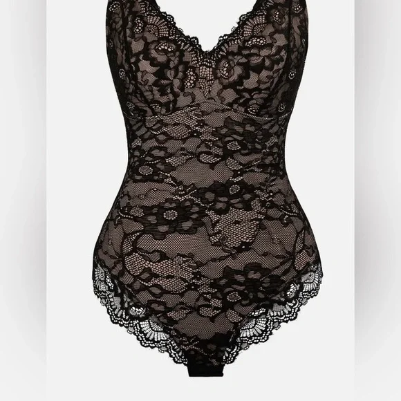 NWT Feelingirl Lace V Neck Full Bodysuit Black Size XXL - Picture 9 of 10